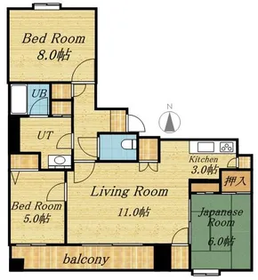 第2九条シャトー桂和【802号室】の間取り