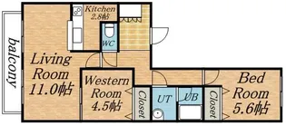 ウエストヒルコートII【1階】の間取り