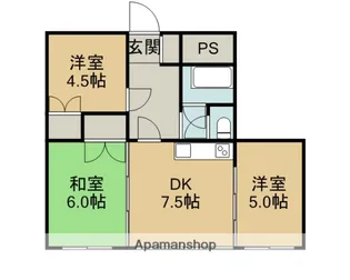 ロイヤル宮の森【308号室】の間取り