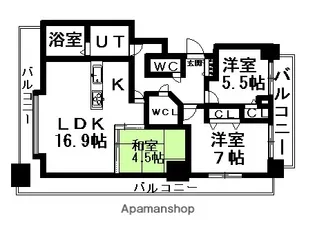 ダイアパレスガレリアシティウエストウィング【1305号室】の間取り