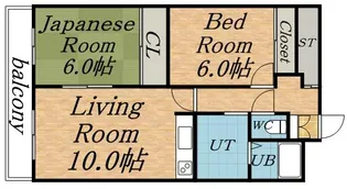 琴似コーポ山竹【301号室】の間取り