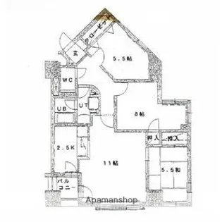 ライオンズマンション医大前【2階】の間取り
