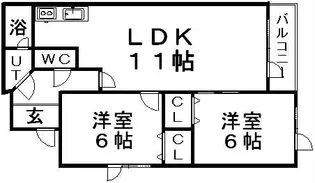 サウスヴィラB棟【207号室】の間取り