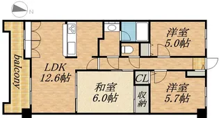 THE RESIDENCE PARK ODORIKOEN (旧ヒ【0304号室】の間取り