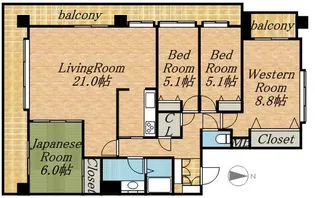 ステイツ円山表参道【5階】の間取り