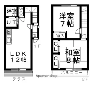 北海道札幌市南区中ノ沢4丁目【テラスハウス】の間取り