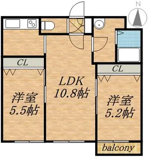 THE RESIDENCE PARK KOSAI (旧ヒルズタウ【3階】の間取り