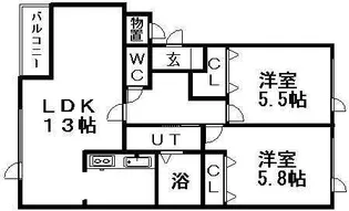リーフガーデン藻岩Ⅰ【1階】の間取り