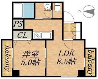 ラ・ヴィスタ行啓通【5階】の間取り