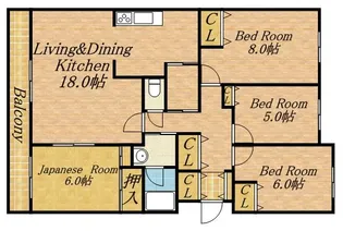 グロワール円山【1104号室】の間取り