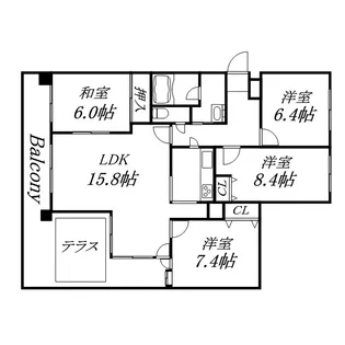 アルファスクエア円山【01003号室】の間取り