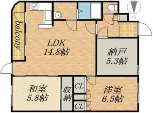 ドルチェ旭ケ丘【4階】の間取り