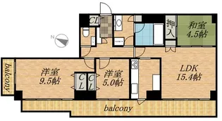 知事公館前タワーレジデンス【00701号室】の間取り
