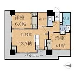ファインシティ札幌 ザ・タワー大通公園【5階】の間取り