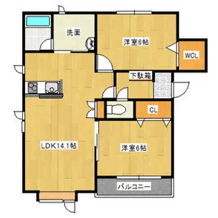 グランドソレーユA【1階】の間取り