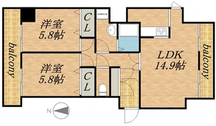 サンコート南8条【2階】の間取り