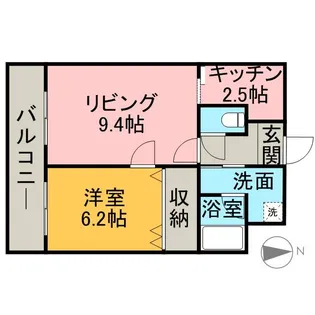 HK大通ハイム【0702号室】の間取り