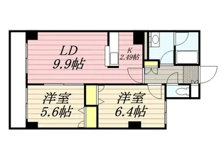 2LDKの間取り画像