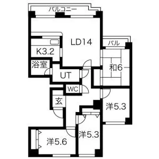 フロンティア南11条【7階】の間取り