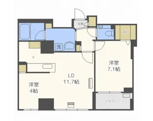 ラ・クラッセ札幌大通サウスシティ【1102号室】の間取り