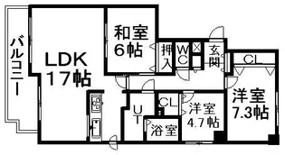 円山北町パークマンションⅡ【8階】の間取り