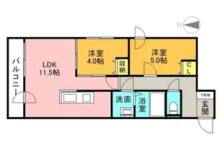 コートロティS21・B【2階】の間取り
