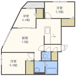 ビッグレジデンス旭ヶ丘【3階】の間取り