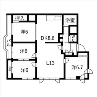 アートサイドテラス【01001号室】の間取り