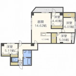 LUCE DELLA CITT KOTONI.STELLA【4階】の間取り