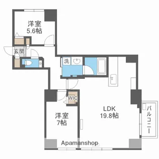 ラ・クラッセ札幌大通サウスシティ【8階】の間取り