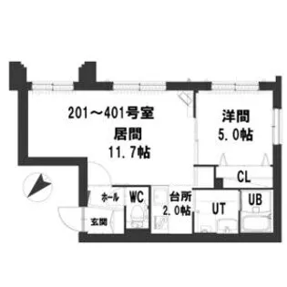 グランメール宮の沢駅【401号室】の間取り