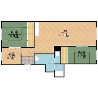ローズタウン川沿7号棟【401号室】の間取り