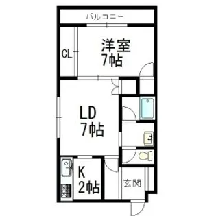 フリューゲル石山【00201号室】の間取り