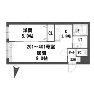 グランメール北11条【4階】の間取り