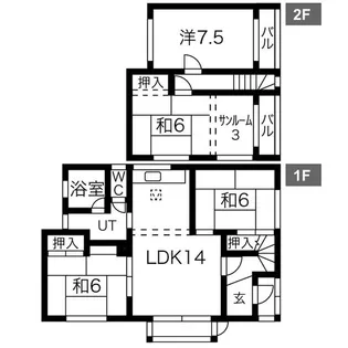 北海道札幌市南区石山二条7丁目【一戸建】の間取り