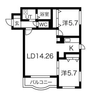 2LDKの間取り画像