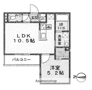 AKATSUKI【102号室】の間取り