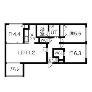ボヌール手稲本町【1階】の間取り