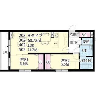 NEO・O’S S18(ネオ・オーズ S18)【302号室】の間取り