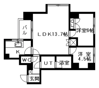 クレアシオン桑園Ⅱ【0501号室】の間取り