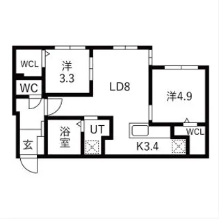 ラグランジュ円山【401号室】の間取り