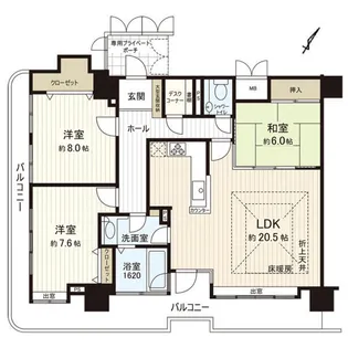 ダイアパレスガレリアシティイーストウイング【10階】の間取り