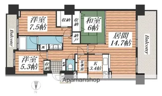 ダイアパレス大通南【9階】の間取り