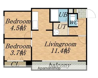 エミュー麻生【10階】の間取り