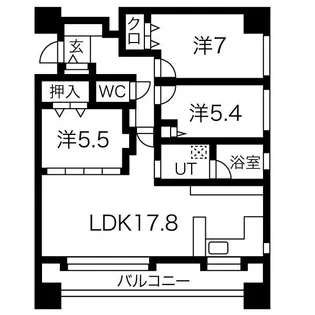 ラ・クラッセ札幌ステーションフロント【10階】の間取り