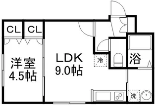 ルーエ北円山【0102号室】の間取り