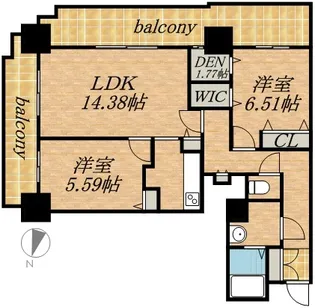 パシフィックタワー札幌【27階】の間取り