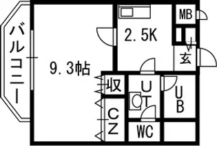 1Kの間取り画像
