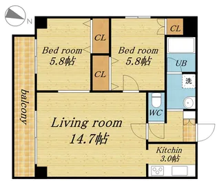 ハイムエルデZW【7階】の間取り