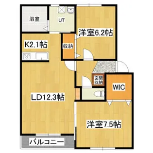 シャン・ボヌールA【203号室】の間取り